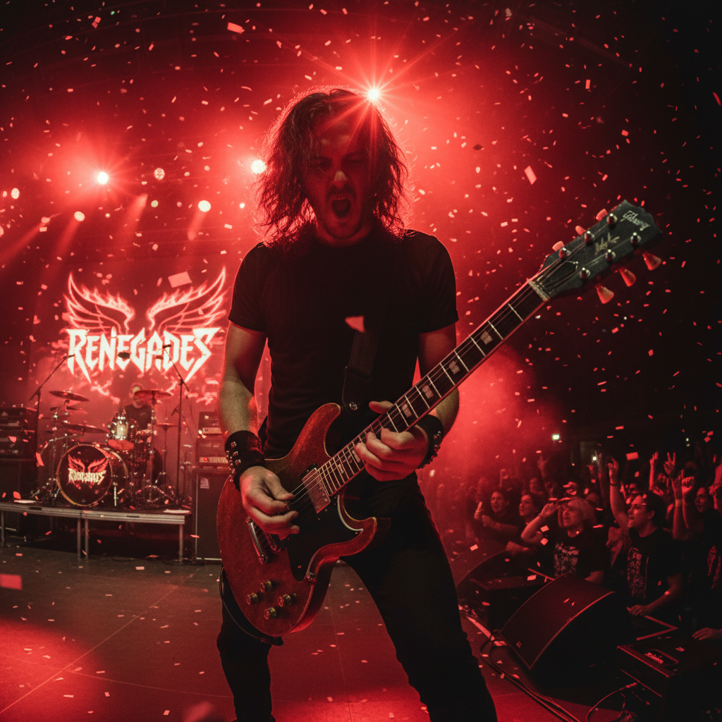 Guitarist shredding on stage