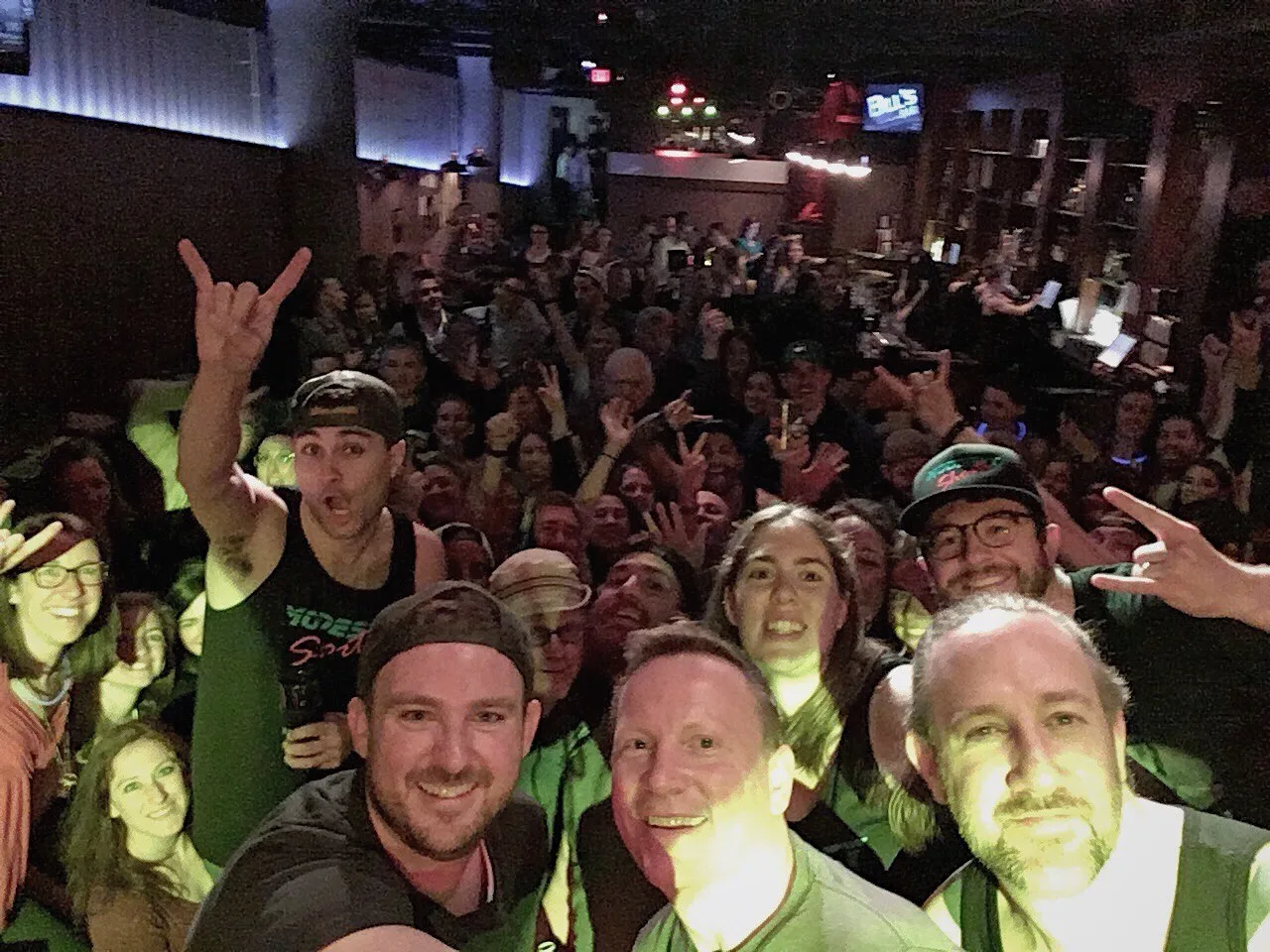 Crowd selfie from the stage during a Modesty Shorts show