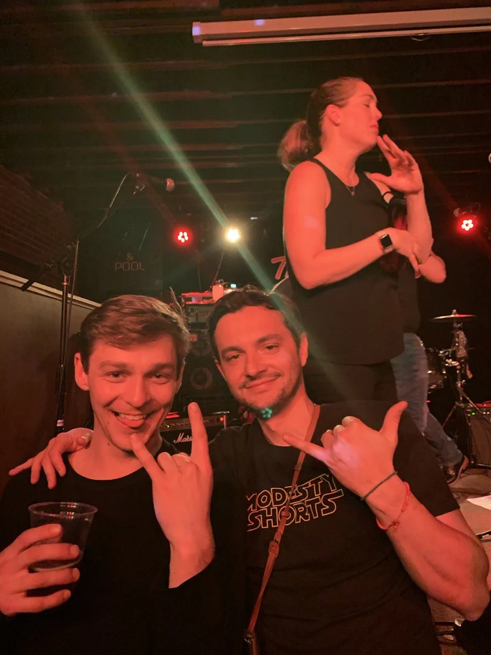 Fans in the front row at a Modesty Shorts concert